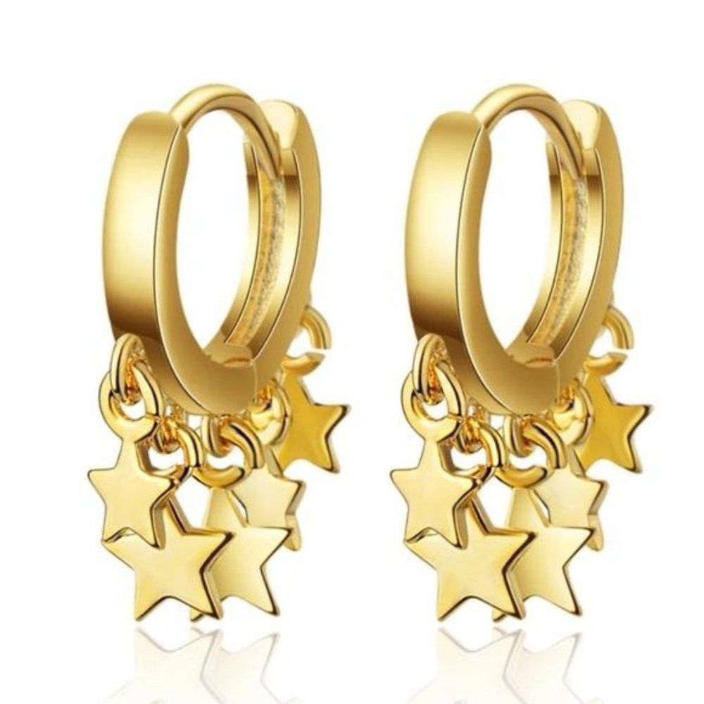 NEW GOLD STAR HOOP EARRINGS
